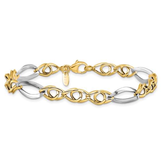 Leslie's 14k Rhodium Fancy Link Bracelet