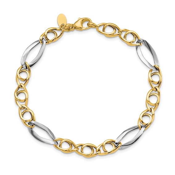 Leslie's 14k Rhodium Fancy Link Bracelet