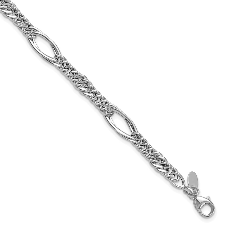14k White Gold Polished Fancy Link Bracelet