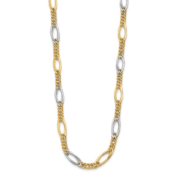 Leslie's 14k Rhodium Polished Fancy Link Necklace