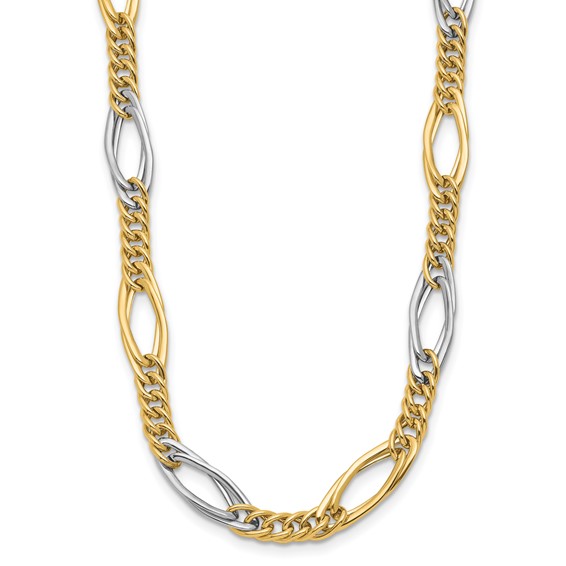 Leslie's 14k Rhodium Polished Fancy Link Necklace