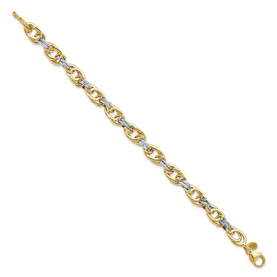 Leslie's 14k Rhodium Polished Fancy Link Bracelet
