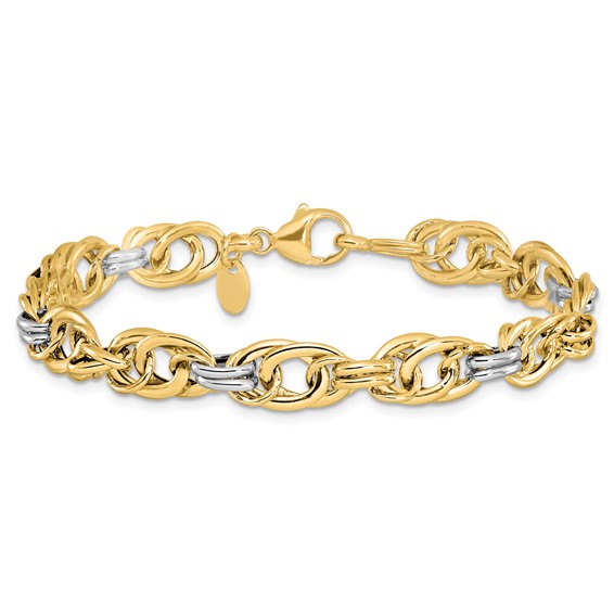 Leslie's 14k Rhodium Polished Fancy Link Bracelet