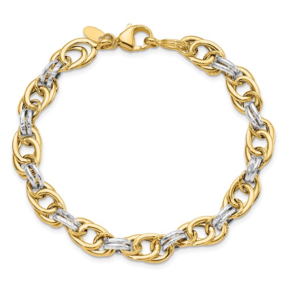 Leslie's 14k Rhodium Polished Fancy Link Bracelet