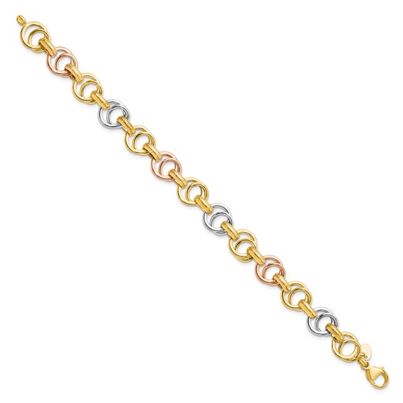 Leslie's 14k White/Rose-plat Polished/Brushed Fancy Link Bracelet