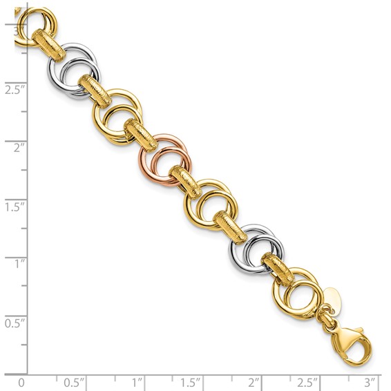 Leslie's 14k White/Rose-plat Polished/Brushed Fancy Link Bracelet