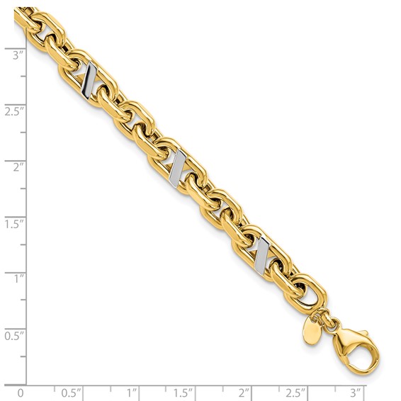 Leslie's 14k Men's Polished Rhodium Anchor Bracelet
