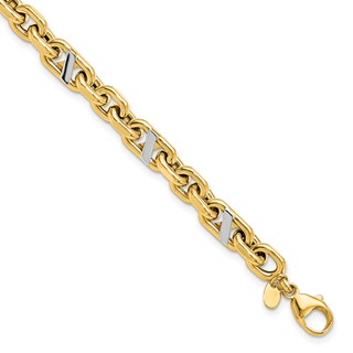 Leslie's 14k Men's Polished Rhodium Anchor Bracelet