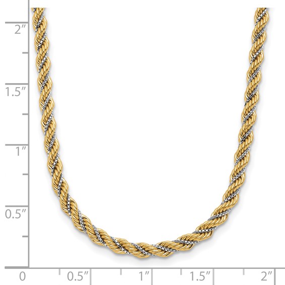 Leslie's 14K Two-tone Polished Textured Rope Necklace