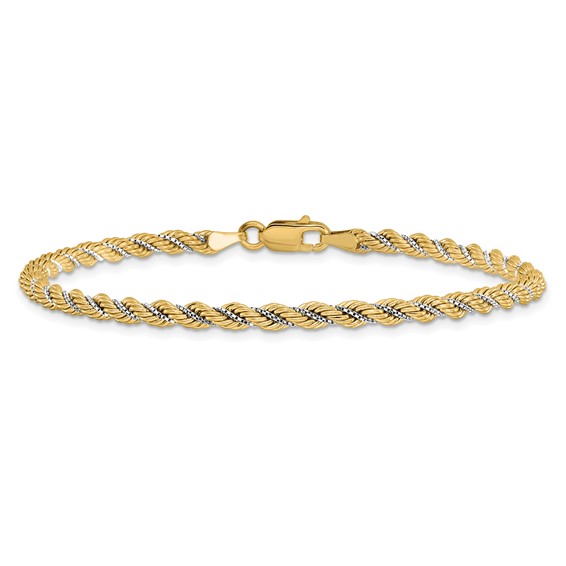 Leslie's 14K Two-tone Polished Textured Rope Bracelet