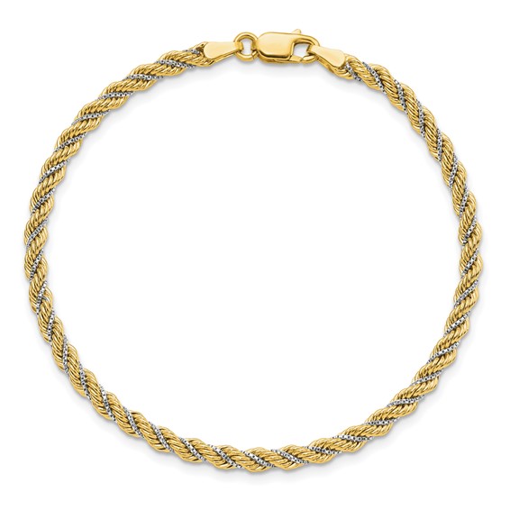 Leslie's 14K Two-tone Polished Textured Rope Bracelet