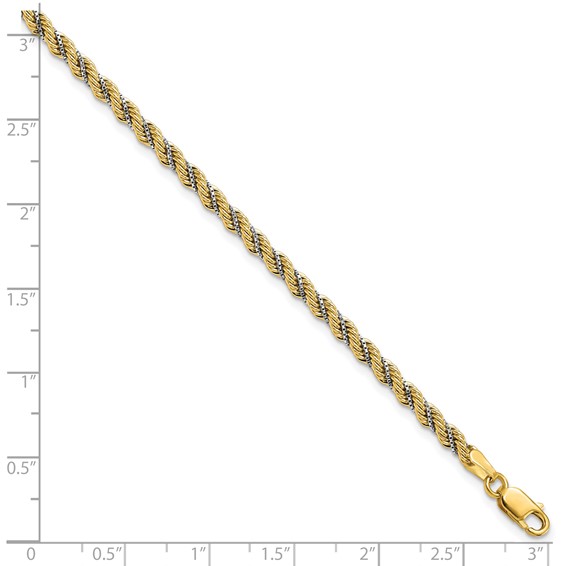 Leslie's 14K Two-tone Polished Textured Rope Bracelet