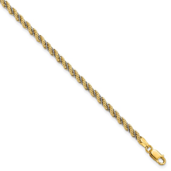 Leslie's 14K Two-tone Polished Textured Rope Bracelet