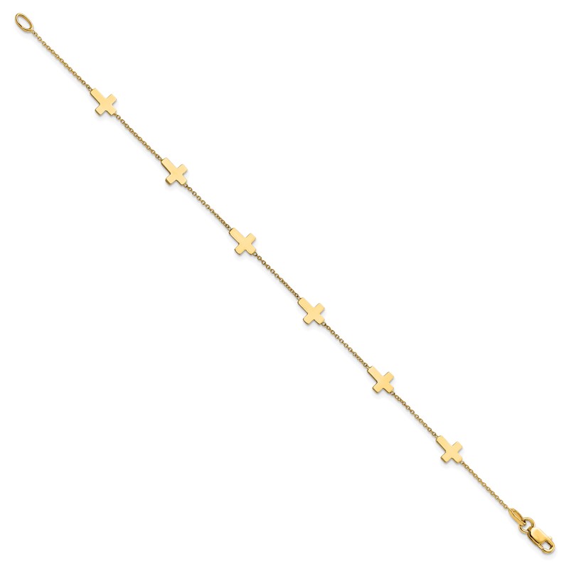 14k Polished Cross Bracelet