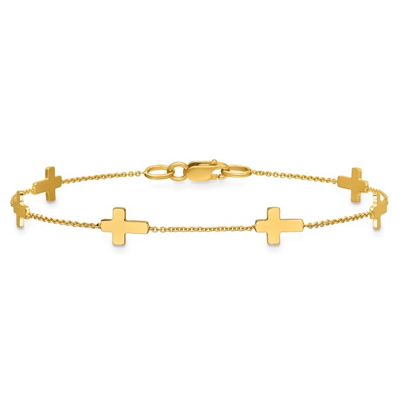 Leslie's 14k Polished Cross Bracelet