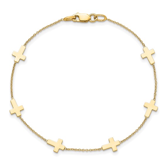 Leslie's 14k Polished Cross Bracelet