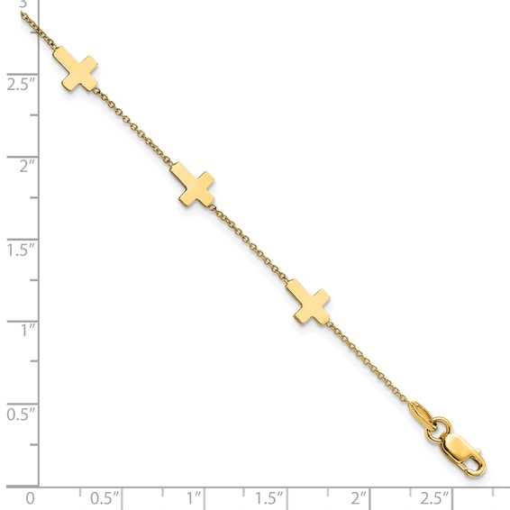 Leslie's 14k Polished Cross Bracelet