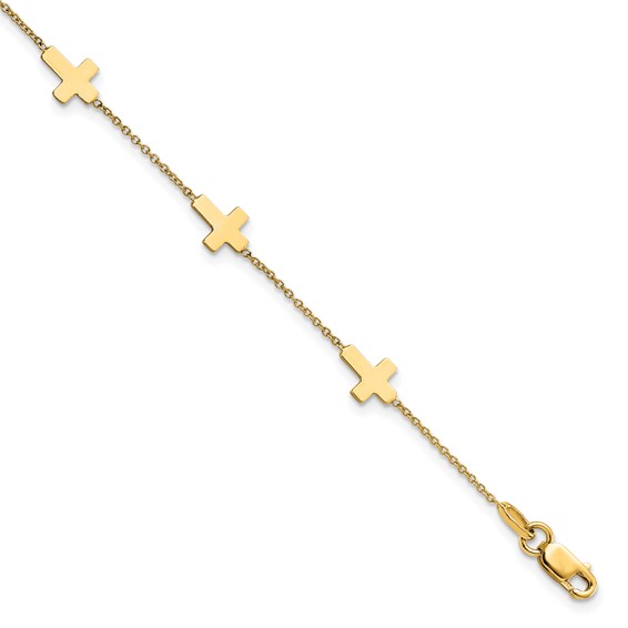 Leslie's 14k Polished Cross Bracelet