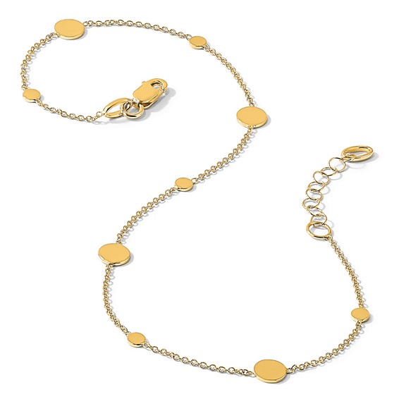 Leslie's 14k Polished Discs 9 inch Plus 1 inch Extender - Total 10 inch Anklet