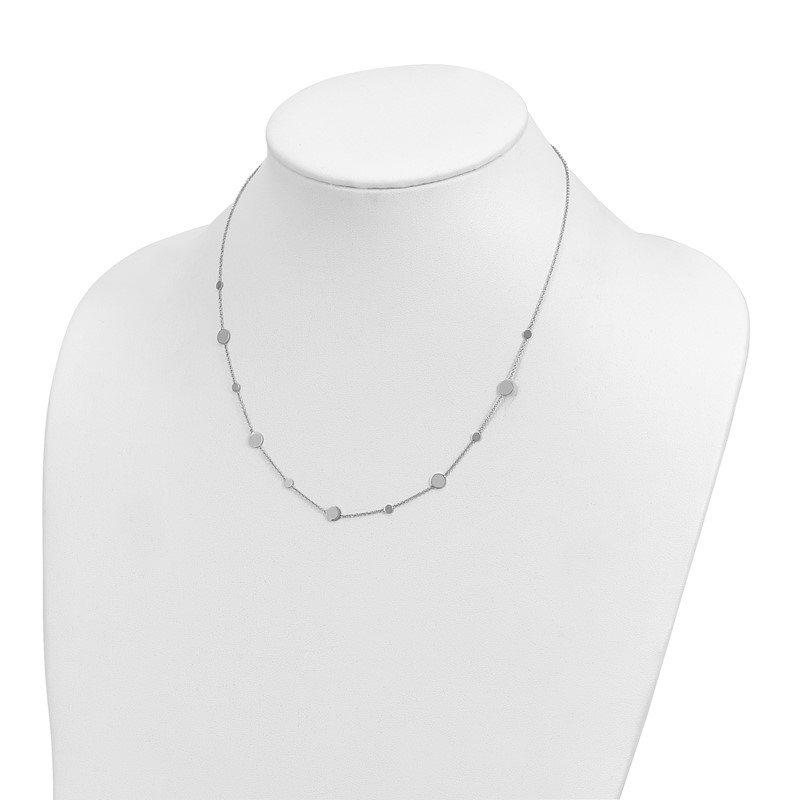 14k White Gold Polished Disc Necklace