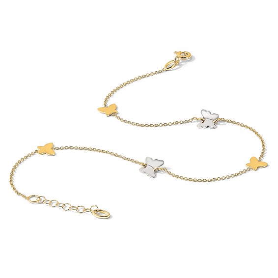 Leslie's 14k Two-tone Polished Butterfly w/ 1in ext  Anklet