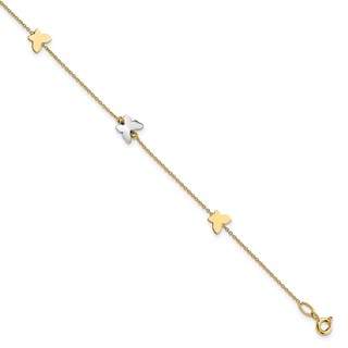 Leslie's 14k Two-tone Polished Butterfly w/ 1in ext  Anklet