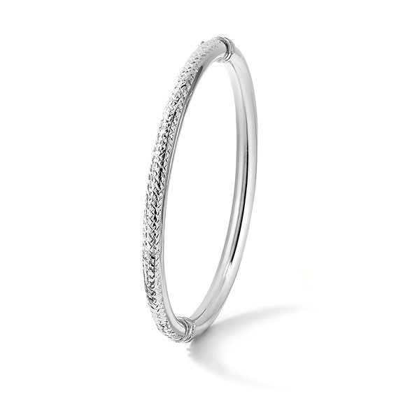 Leslie's 14K White Gold Polished D/C Hinged Bangle