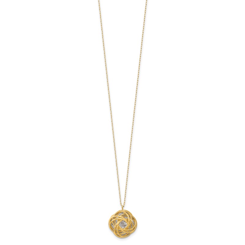 14K Two-tone Polished D/C Love Knot Necklace