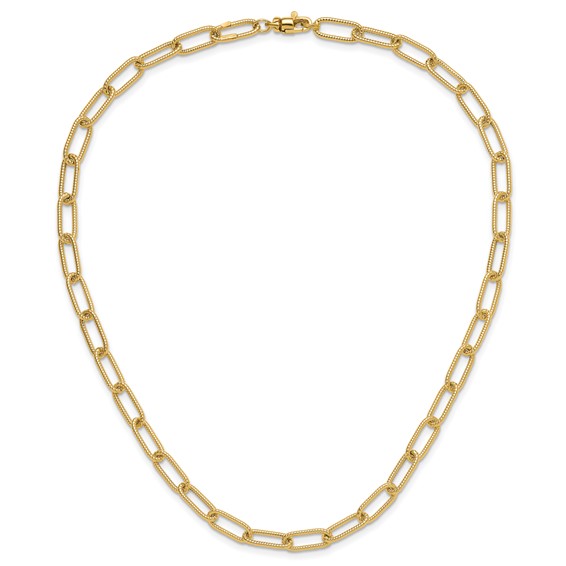 Leslie's 14k Polished Textured Oval Link Necklace