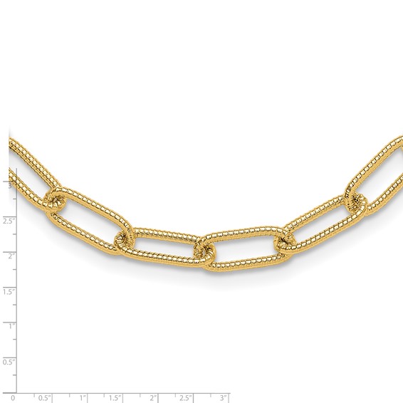 Leslie's 14k Polished Textured Oval Link Necklace