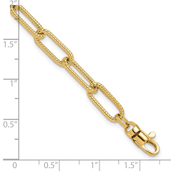 Leslie's 14k Polished Textured Oval Link Bracelet