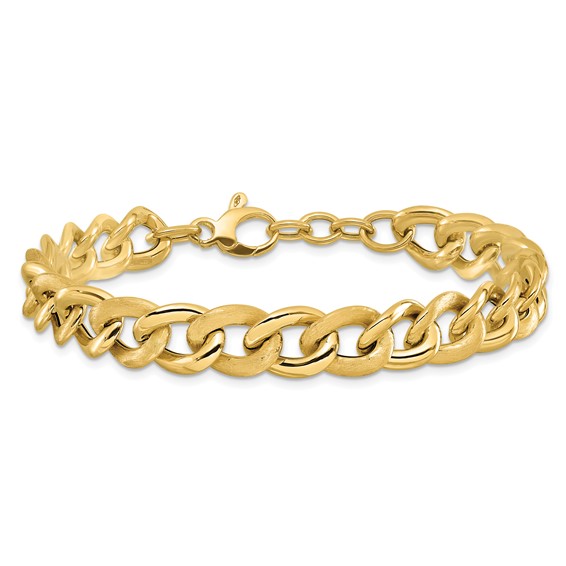 Leslie's 14k Polished Scratch-finish Link w/ .75in ext. Bracelet