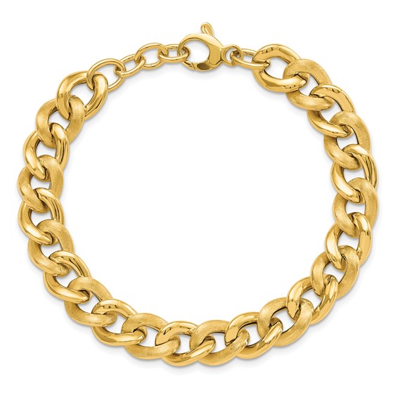 Leslie's 14k Polished Scratch-finish Link w/ .75in ext. Bracelet