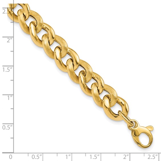 Leslie's 14k Polished Scratch-finish Link w/ .75in ext. Bracelet