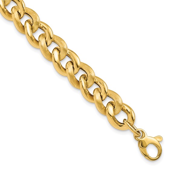 Leslie's 14k Polished Scratch-finish Link w/ .75in ext. Bracelet