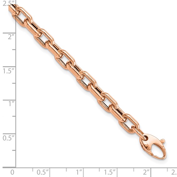 Leslie's 14K Rose Gold Polished and Textured Fancy Link Bracelet