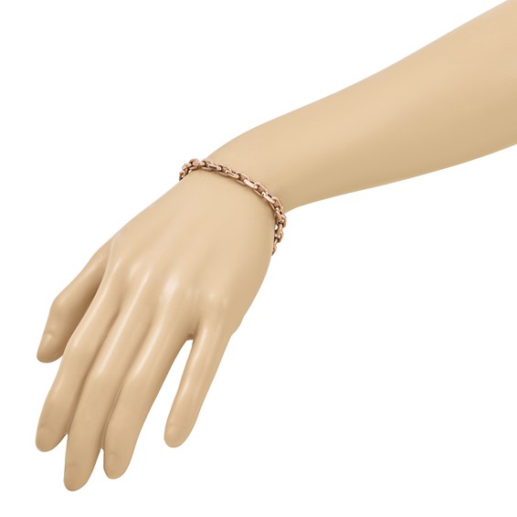 Leslie's 14K Rose Gold Polished and Textured Fancy Link Bracelet