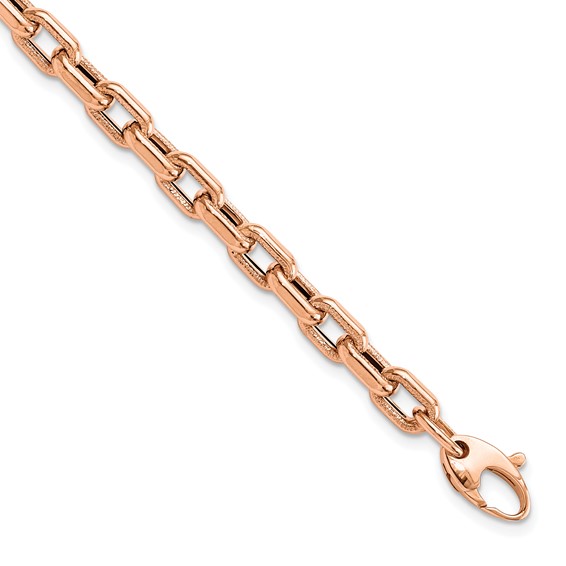 Leslie's 14K Rose Gold Polished and Textured Fancy Link Bracelet