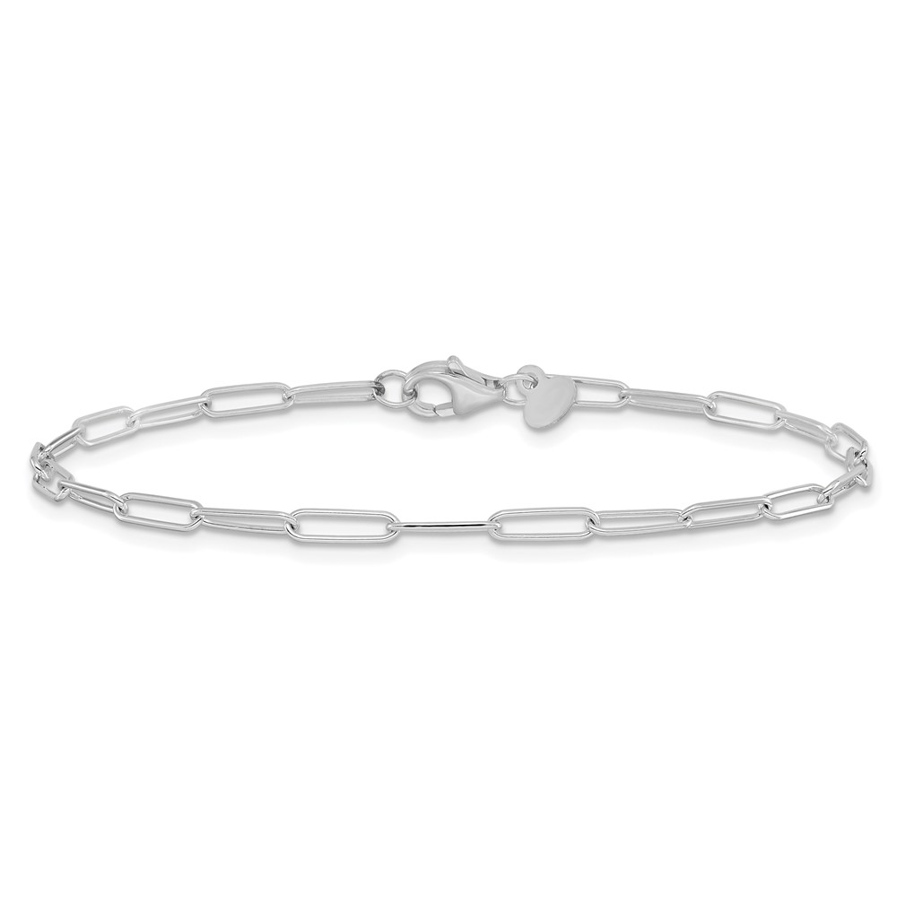 14K White Gold Fancy Link Bracelet 7" for Women Polished Lightweight detailed image 2