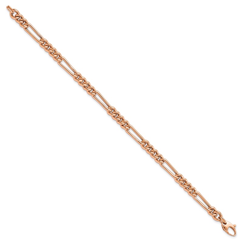 14K Rose Gold Polished Figaro Link Bracelet