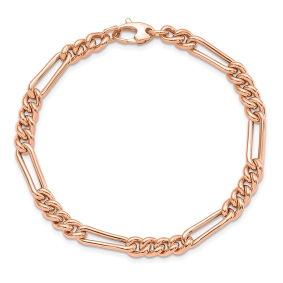 Leslie's 14K Rose Gold Polished Figaro Link Bracelet