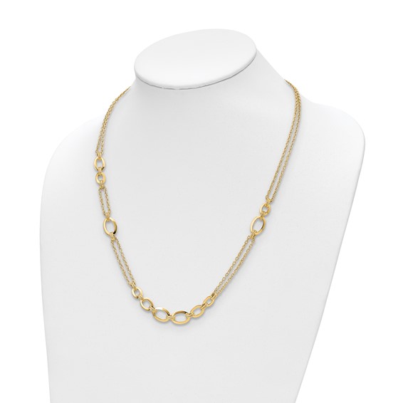 Leslie's 14K Polished Fancy Double-stranded Link Necklace