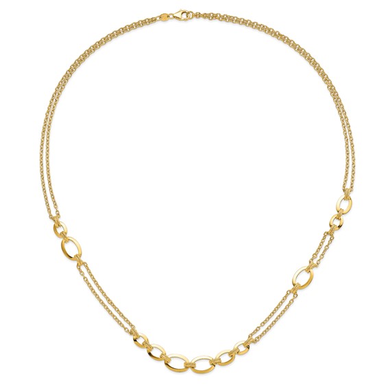 Leslie's 14K Polished Fancy Double-stranded Link Necklace