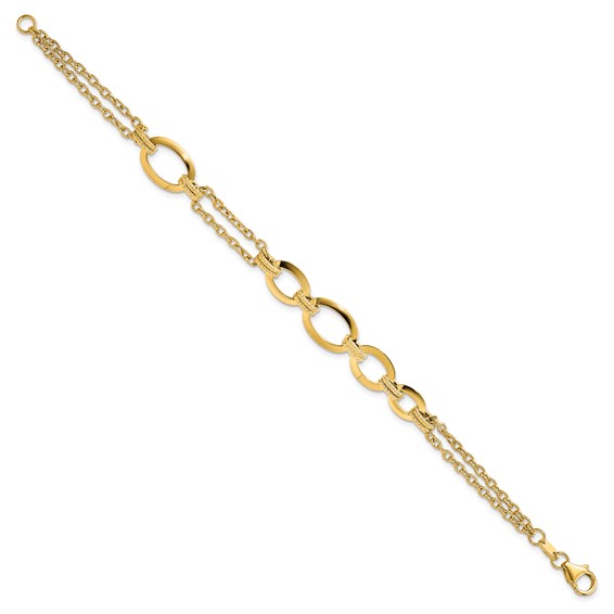 Leslie's 14K Polished Fancy Double-stranded Link Bracelet