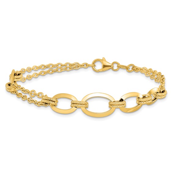Leslie's 14K Polished Fancy Double-stranded Link Bracelet