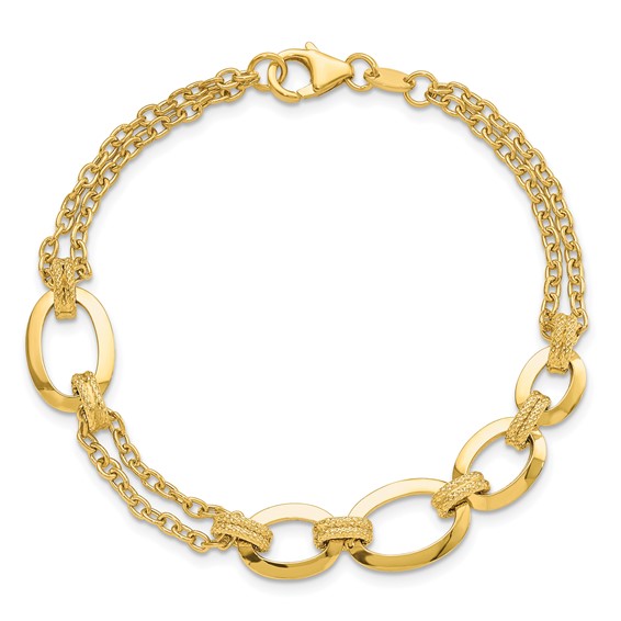Leslie's 14K Polished Fancy Double-stranded Link Bracelet