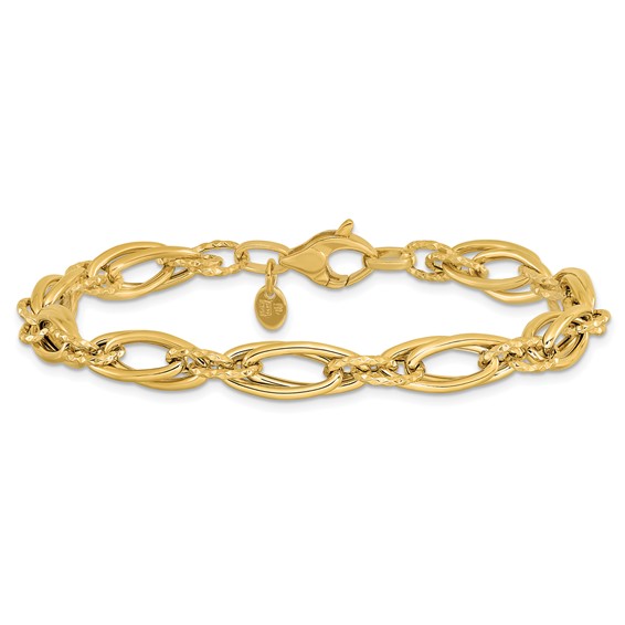 Leslie's 14K Polished Diamond-cut Fancy Link Bracelet