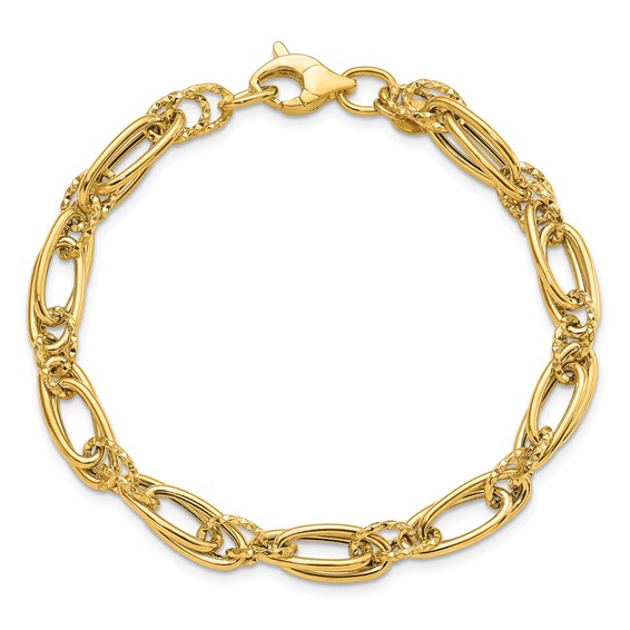 Leslie's 14K Polished Diamond-cut Fancy Link Bracelet