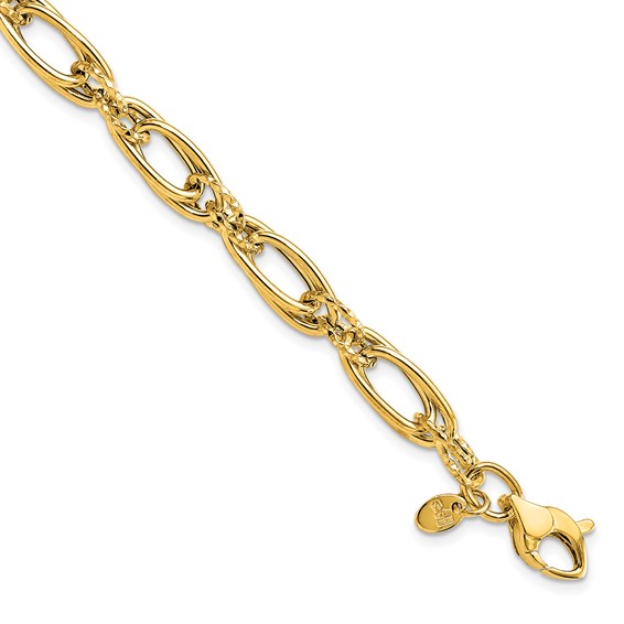 Leslie's 14K Polished Diamond-cut Fancy Link Bracelet
