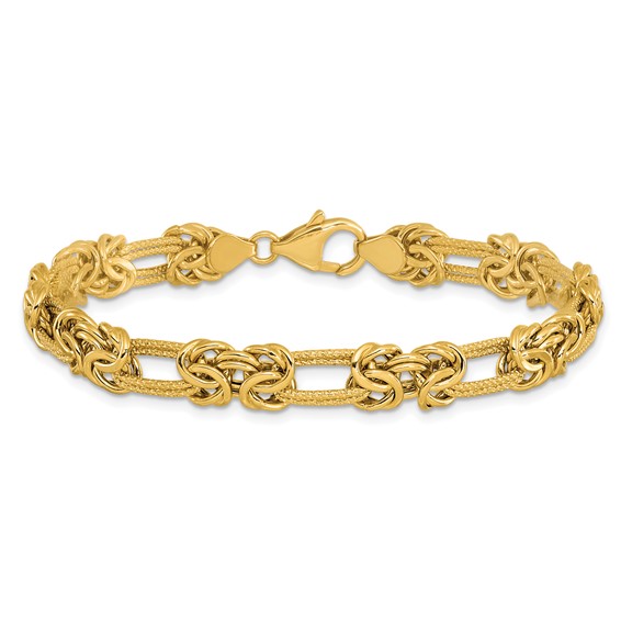 Leslie's 14k Polished Textured Fancy Link Bracelet